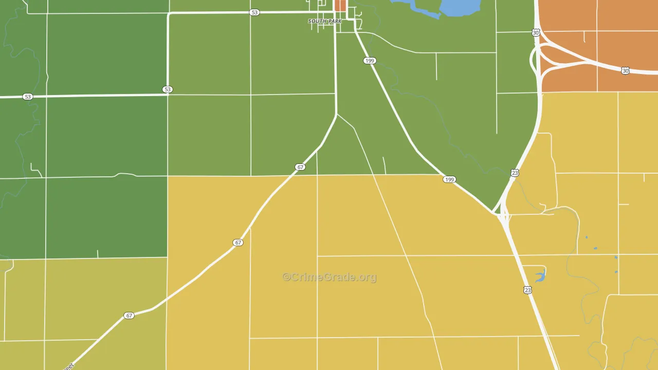 South Park, OH Map of Robbery Rates