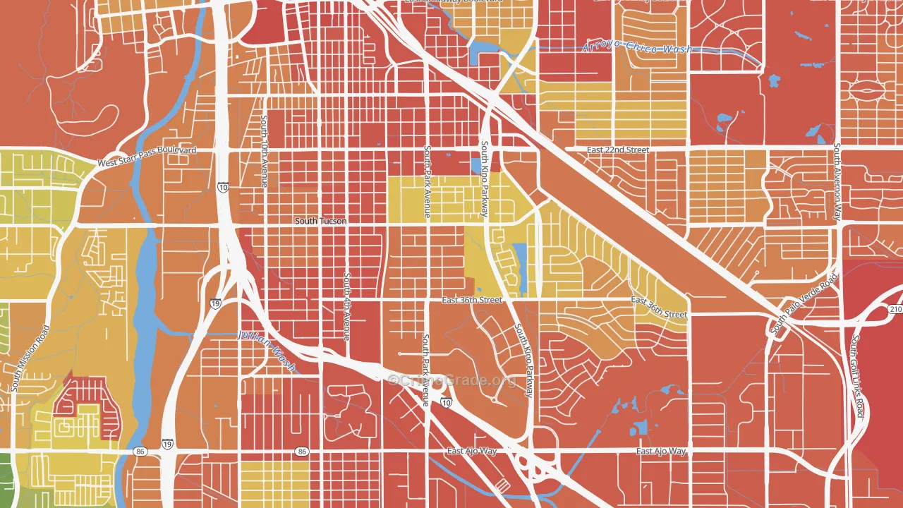 South Park, Tucson, AZ Map of Robbery Rates