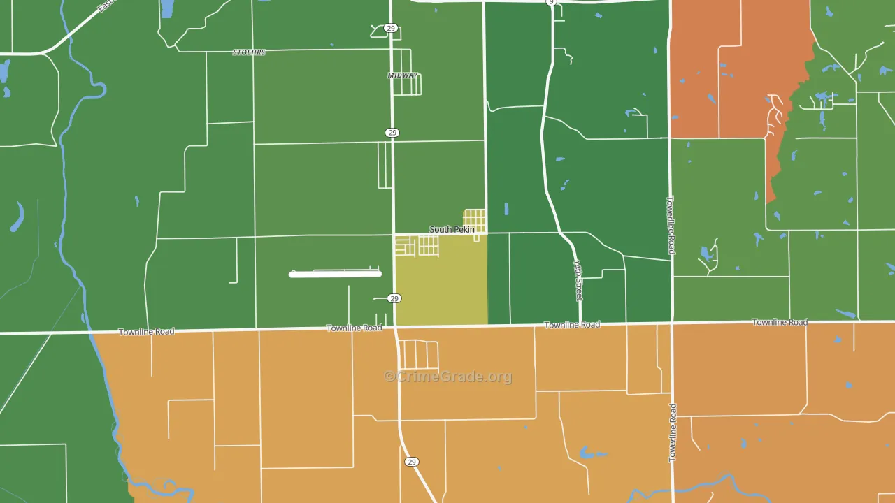 South Pekin, IL Map of Robbery Rates