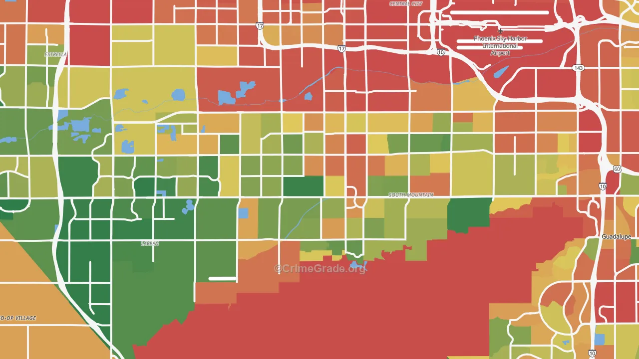 South Phoenix, Phoenix, AZ Map of Robbery Rates