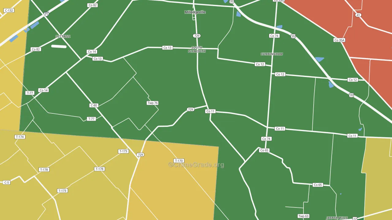 South Plymouth, OH Map of Robbery Rates