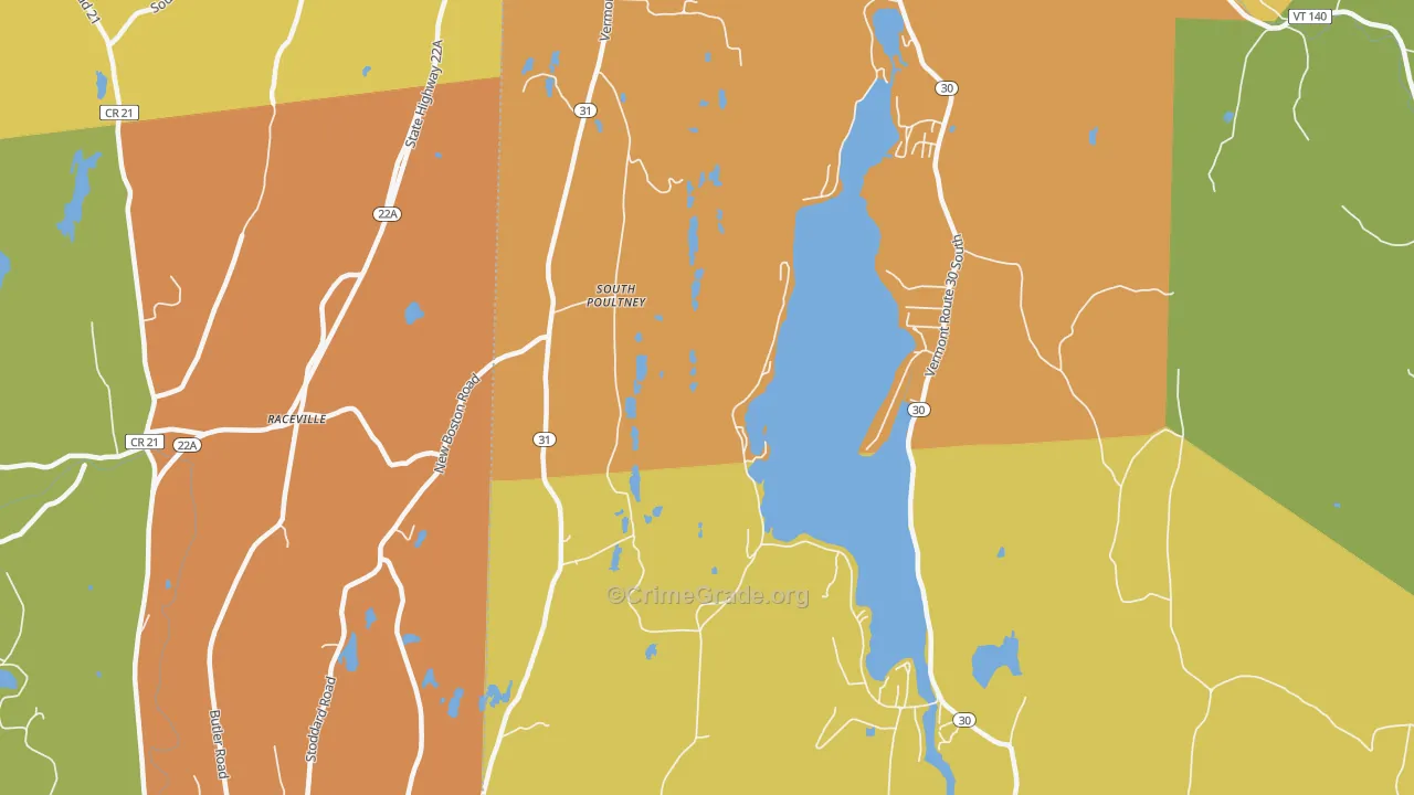 South Poultney, VT Map of Robbery Rates