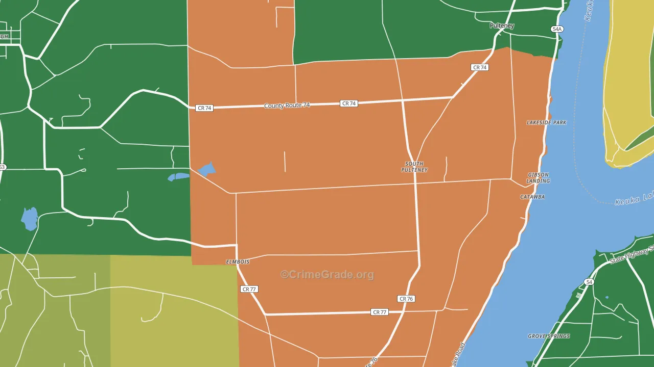 South Pulteney, NY Map of Robbery Rates