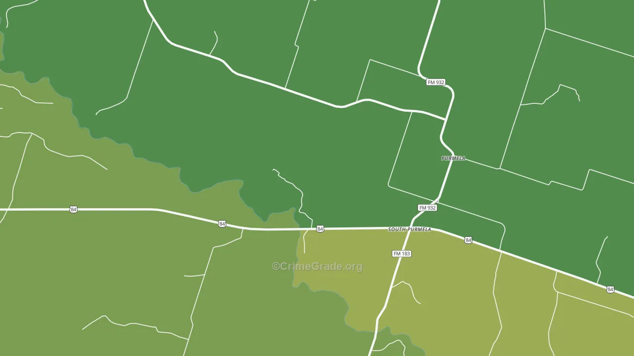 South Purmela, TX Map of Robbery Rates