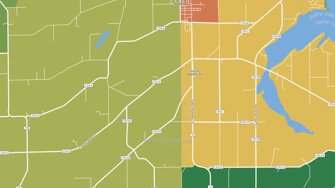 South Randolph, WI Map of Robbery Rates