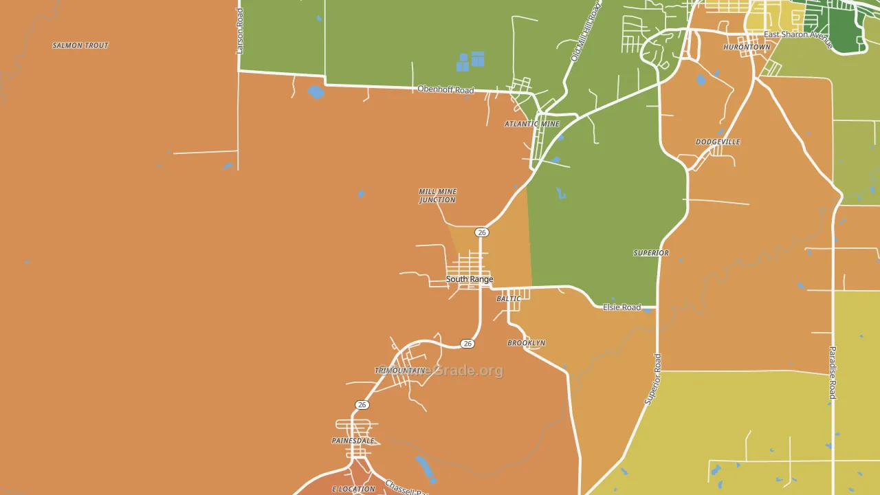 South Range, MI Map of Robbery Rates