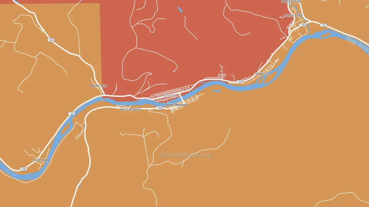 South Renovo, PA Map of Robbery Rates
