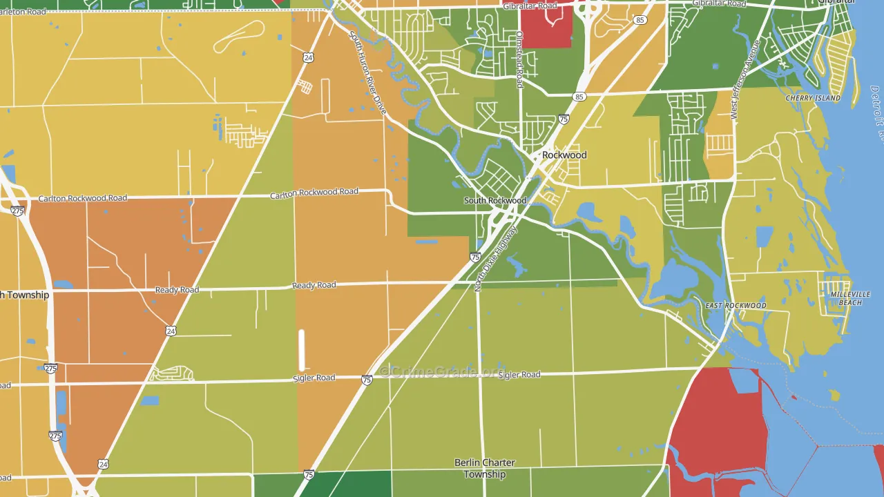 South Rockwood, MI Map of Robbery Rates