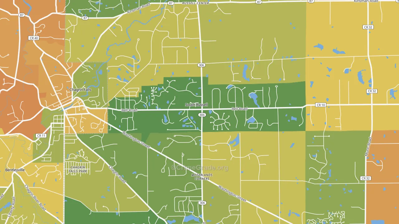South Russell, OH Map of Robbery Rates