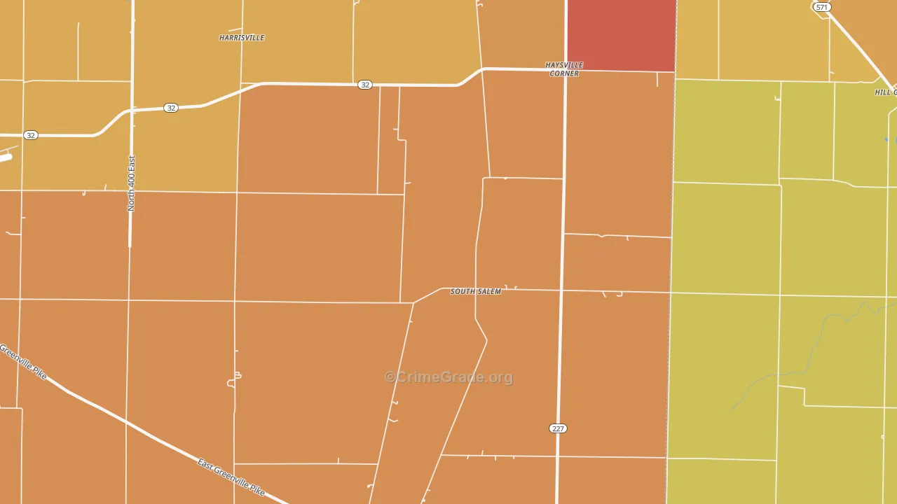 South Salem, IN Map of Robbery Rates