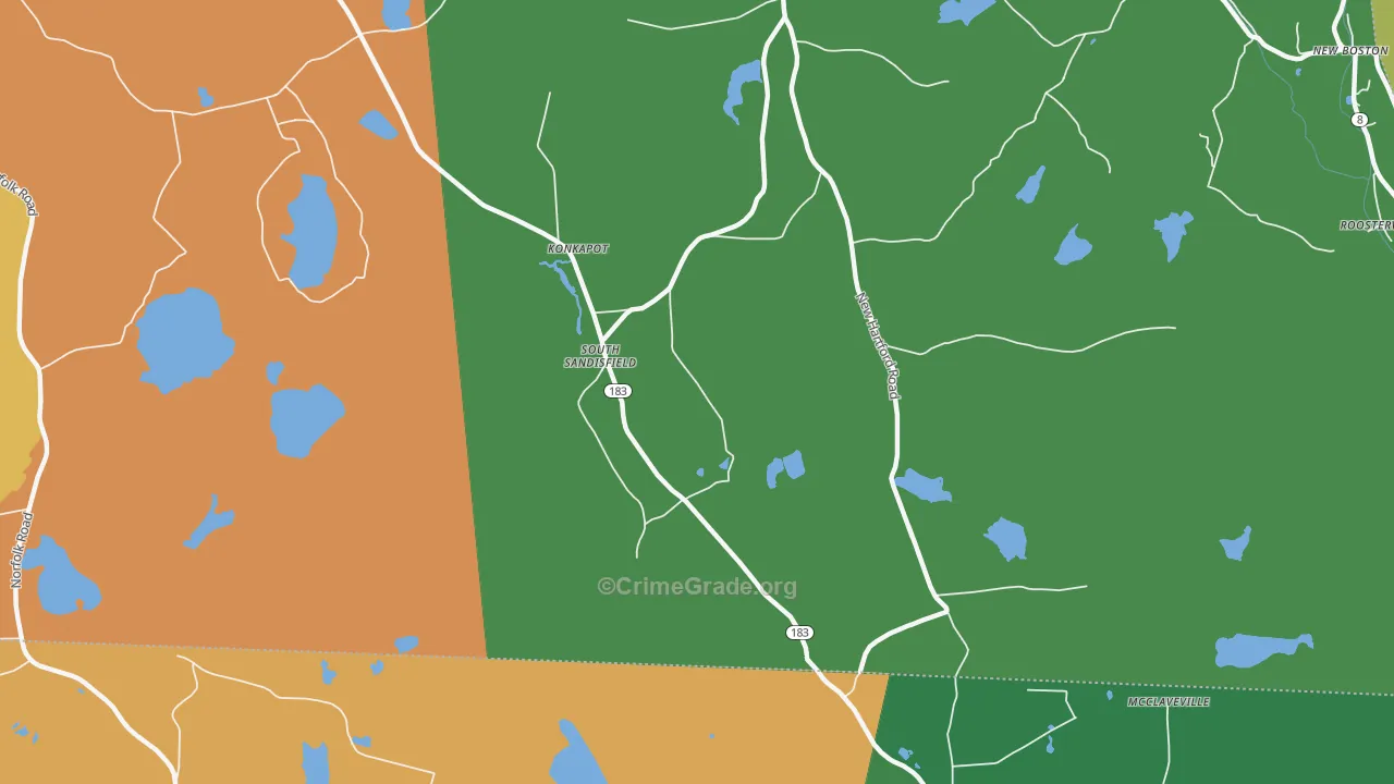 South Sandisfield, MA Map of Robbery Rates