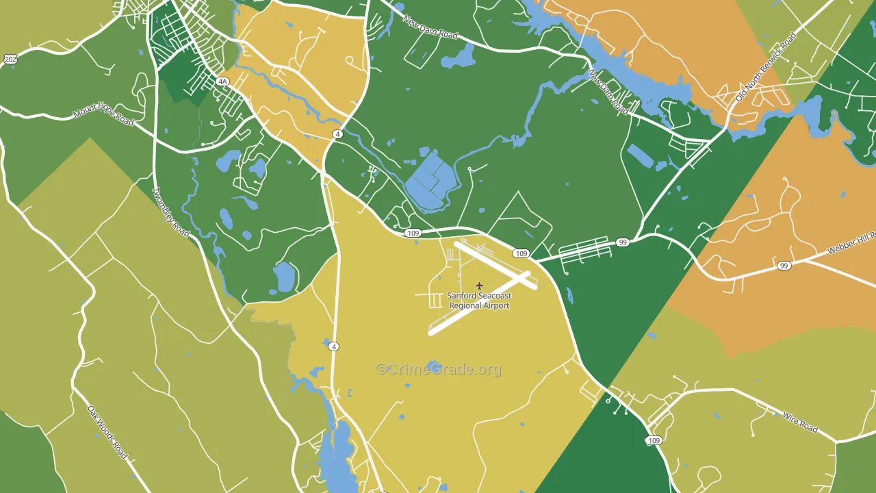 South Sanford, ME Map of Robbery Rates