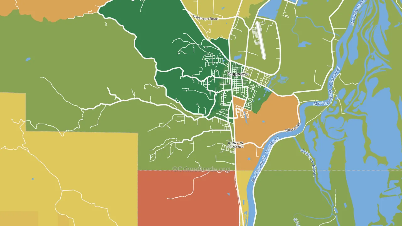 South Scappoose, OR Map of Robbery Rates