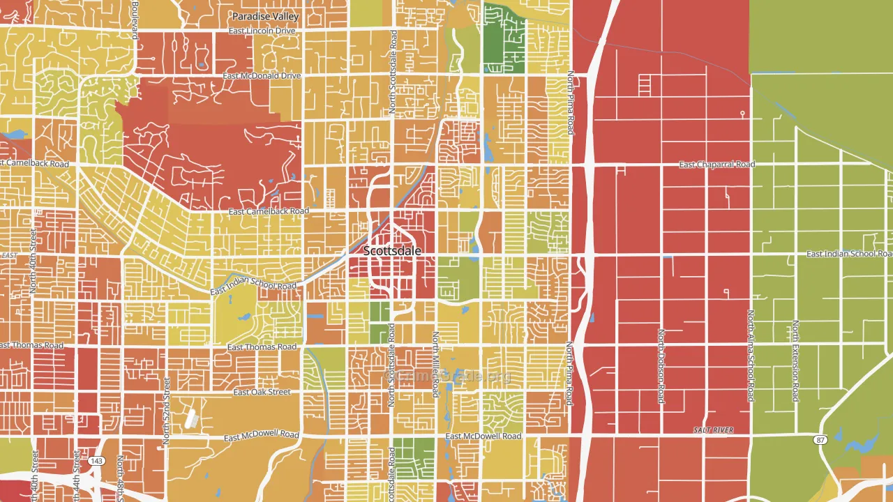 South Scottsdale, Scottsdale, AZ Map of Robbery Rates