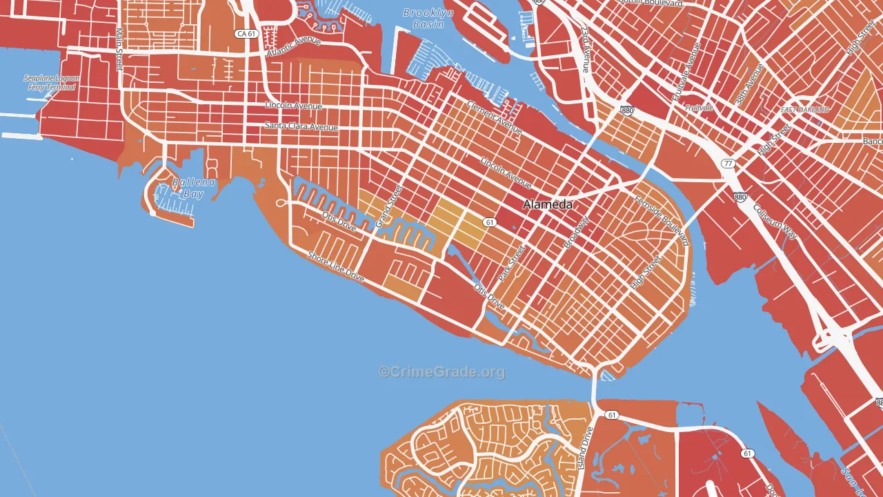 South Shore, Alameda, CA Map of Robbery Rates