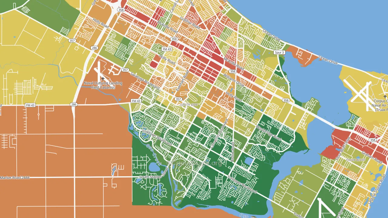 South Side, Corpus Christi, TX Map of Robbery Rates