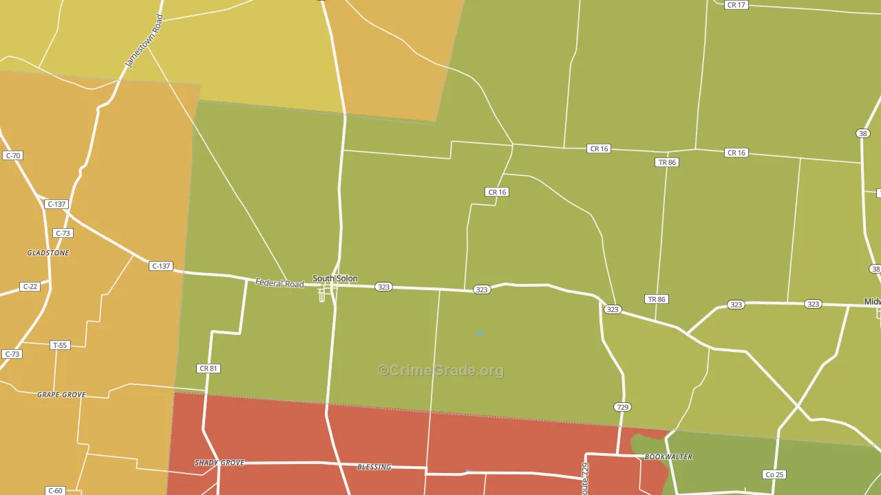South Solon, OH Map of Robbery Rates