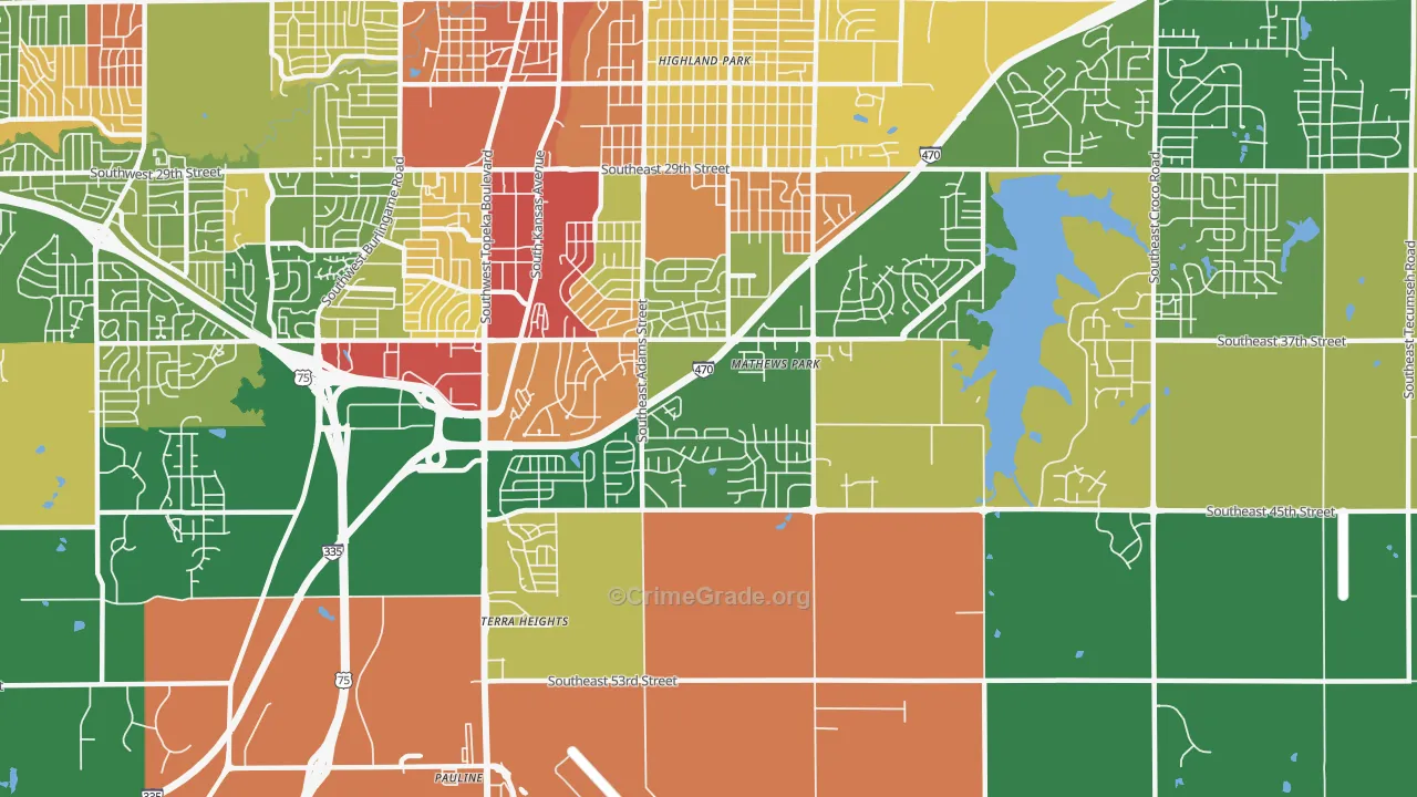 South Southeast 3, Topeka, KS Map of Robbery Rates