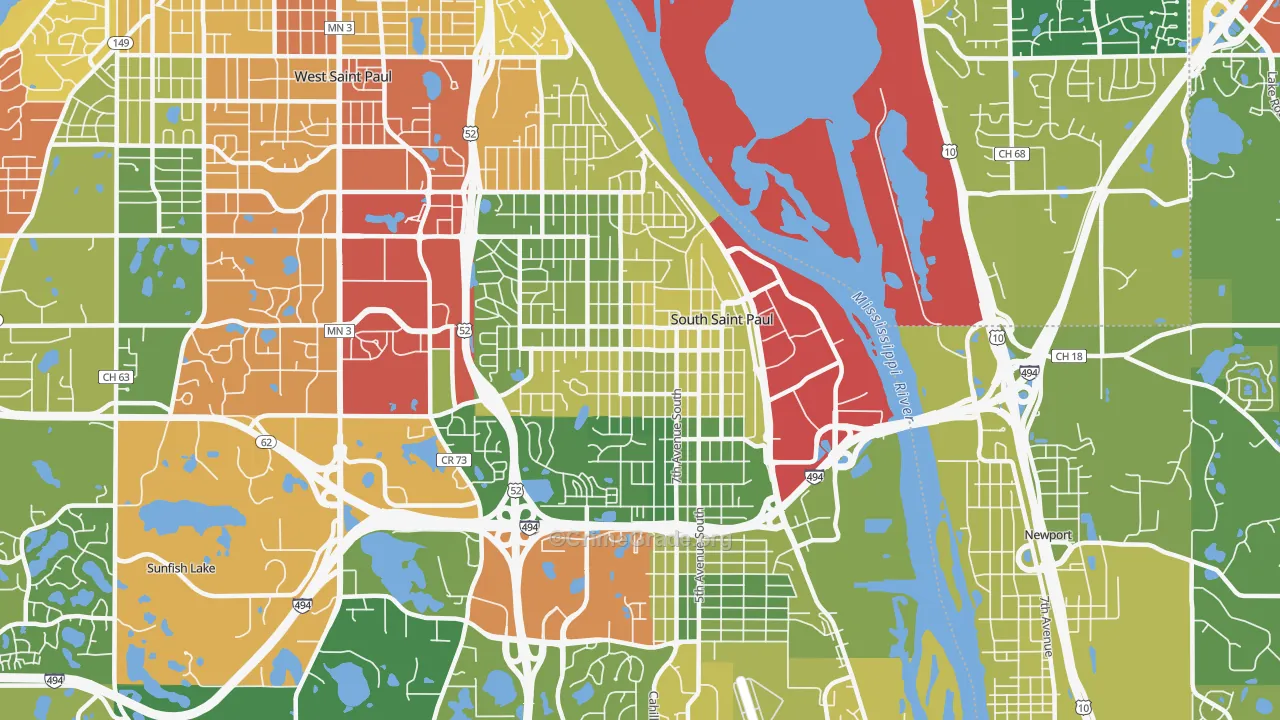 South St. Paul, MN Map of Robbery Rates