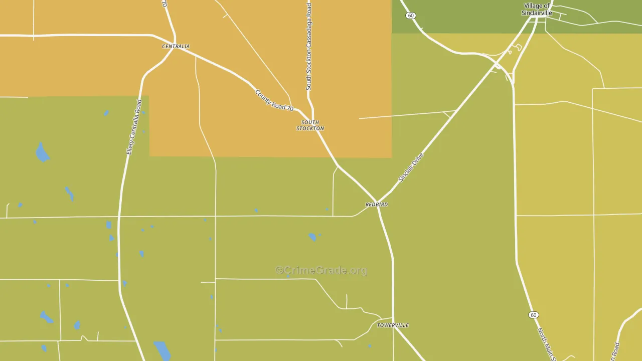 South Stockton, NY Map of Robbery Rates