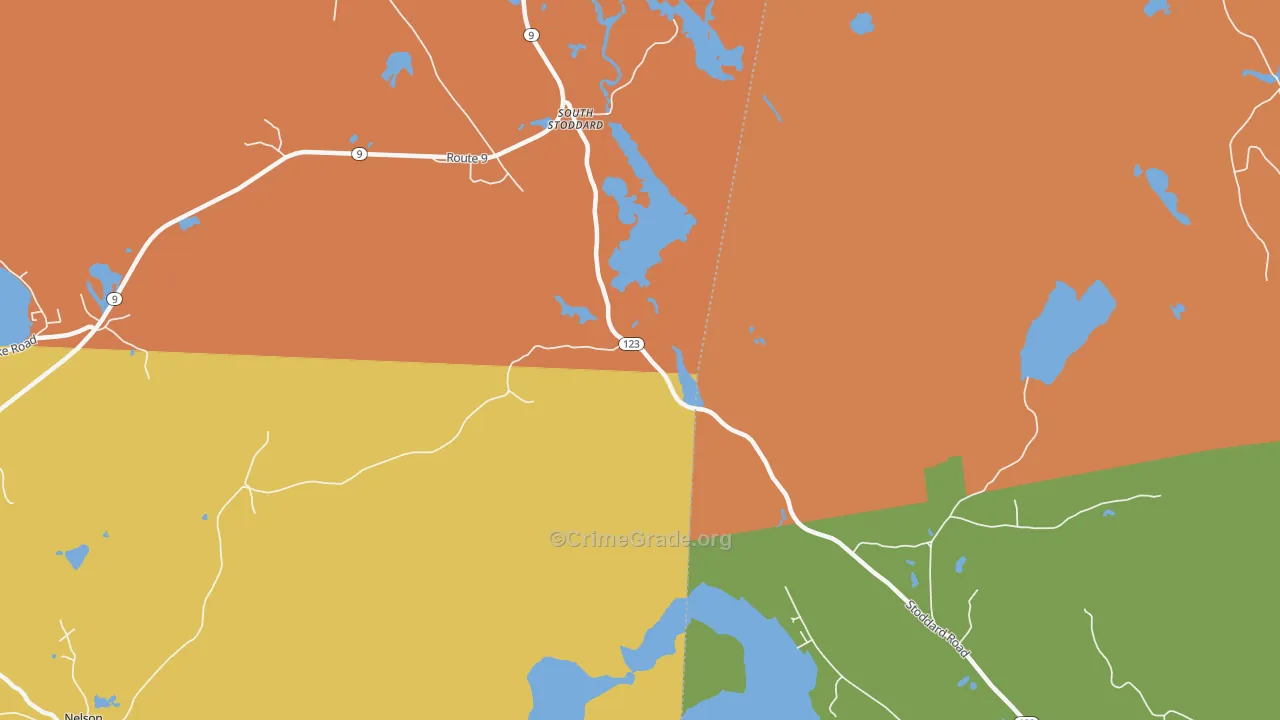 South Stoddard, NH Map of Robbery Rates