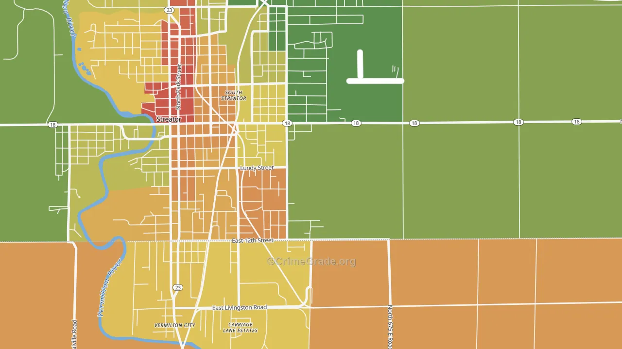 South Streator, IL Map of Robbery Rates