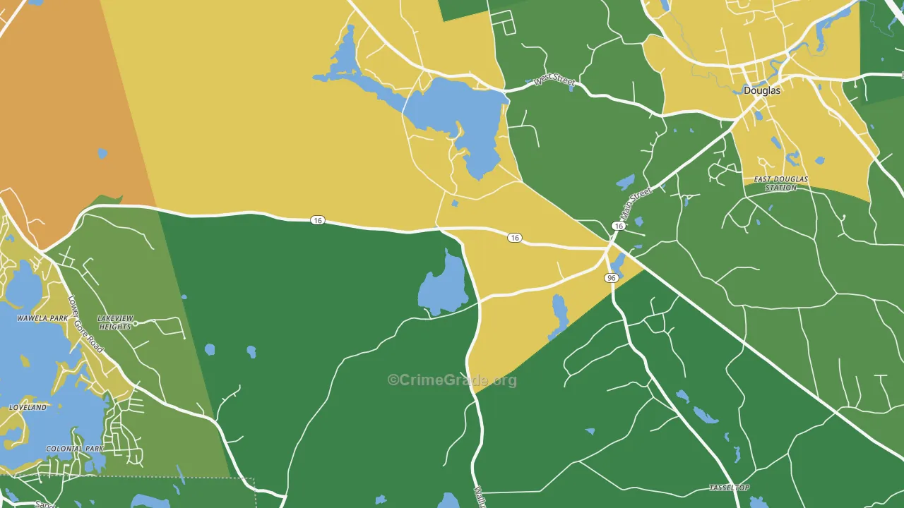 South Sutton, MA Map of Robbery Rates