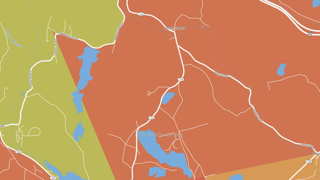 South Sutton, NH Map of Robbery Rates