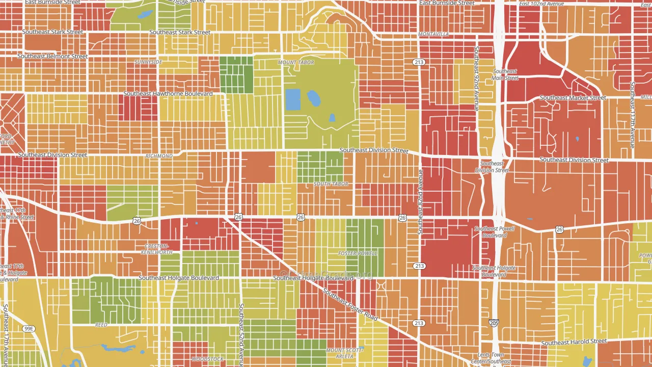 South Tabor, Portland, OR Map of Robbery Rates