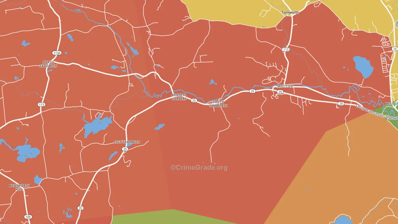 South Tamworth, NH Map of Robbery Rates