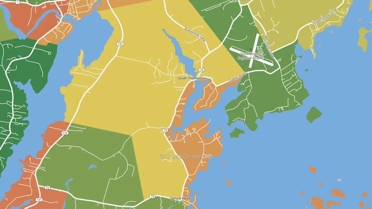 South Thomaston, ME Map of Robbery Rates
