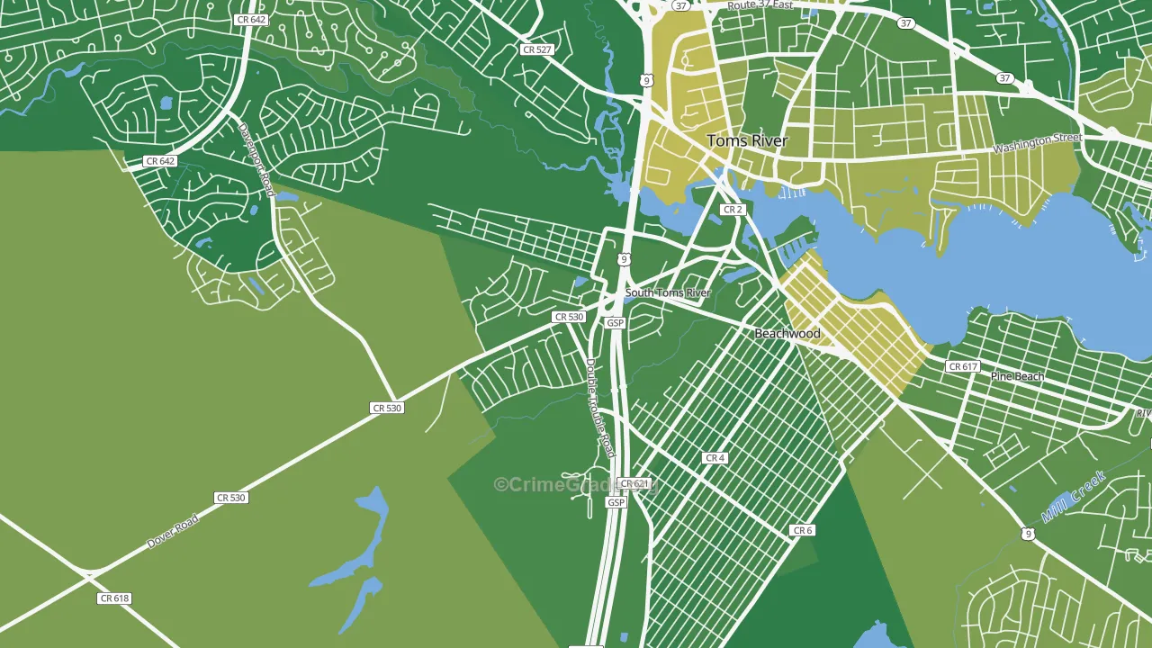 South Toms River, NJ Map of Robbery Rates