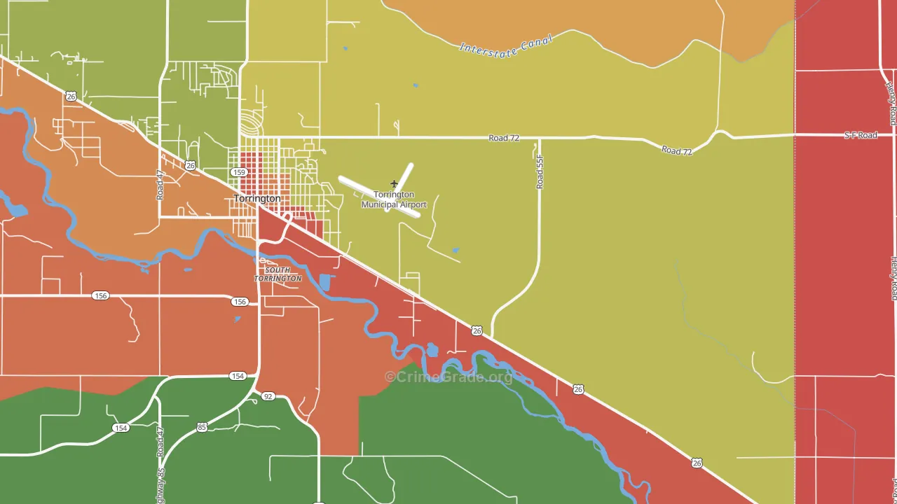South Torrington, WY Map of Robbery Rates