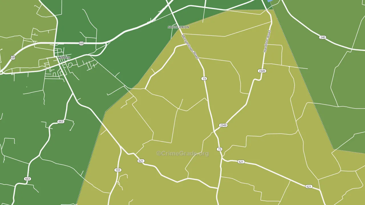 South Union, KY Map of Robbery Rates