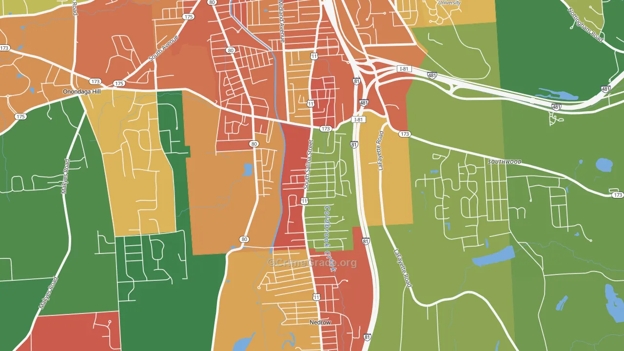 South Valley, Syracuse, NY Map of Robbery Rates