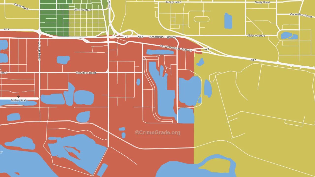 South Van Horn, AK Map of Robbery Rates