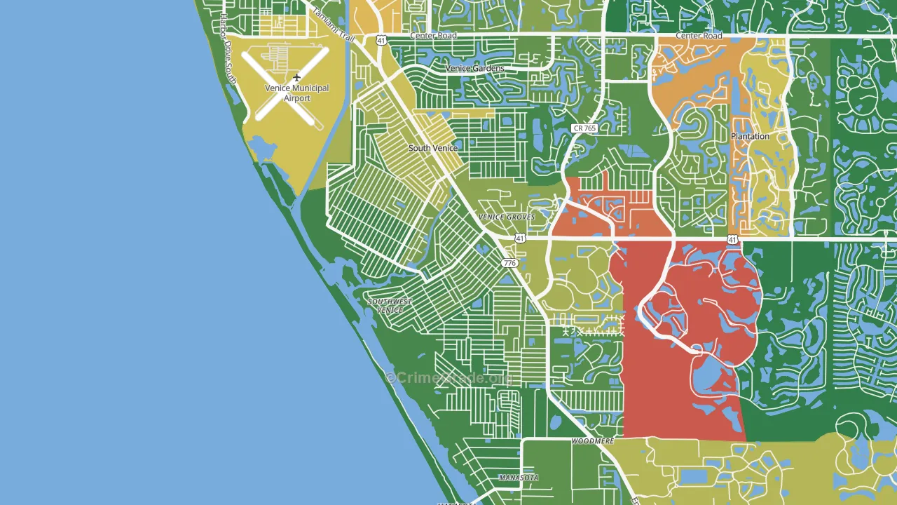 South Venice, FL Map of Robbery Rates