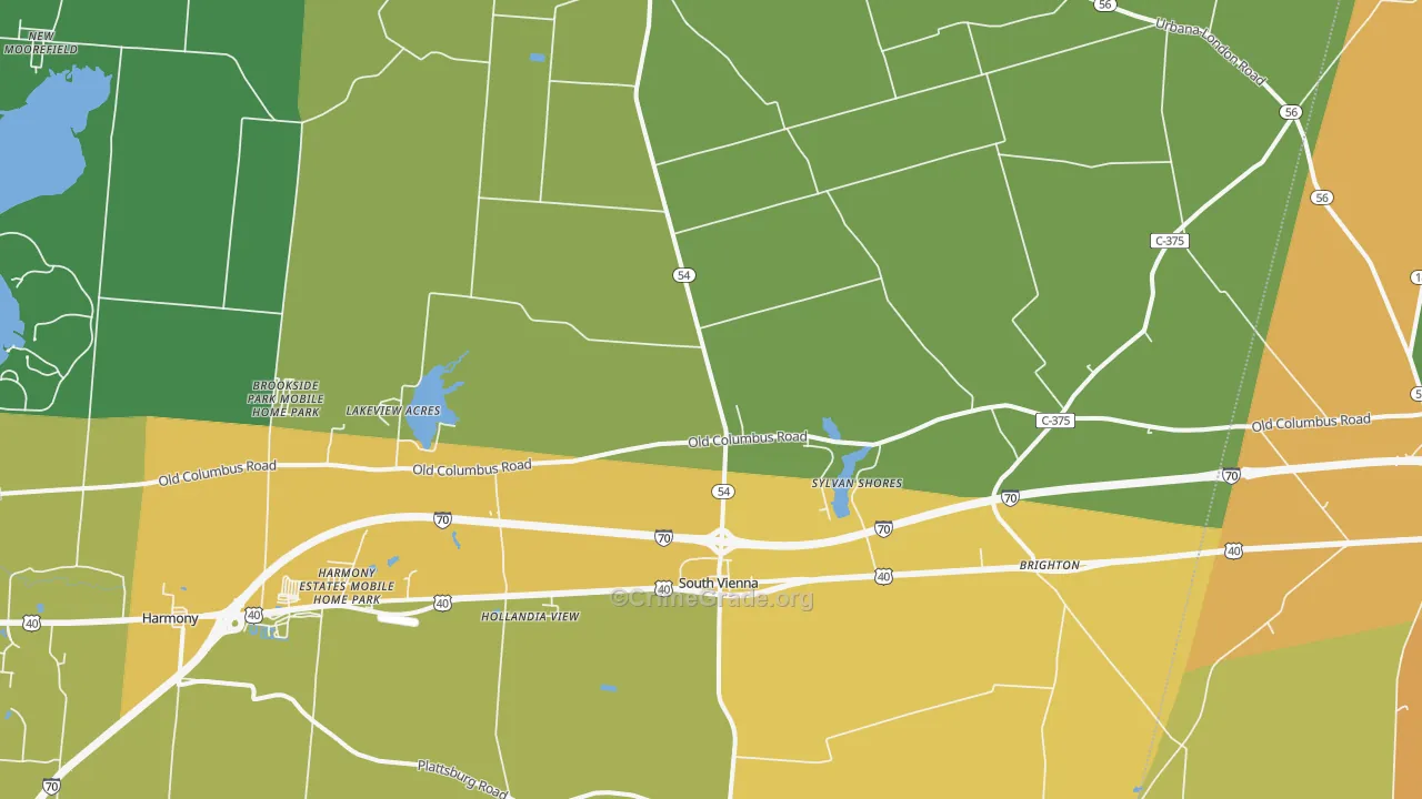 South Vienna, OH Map of Robbery Rates