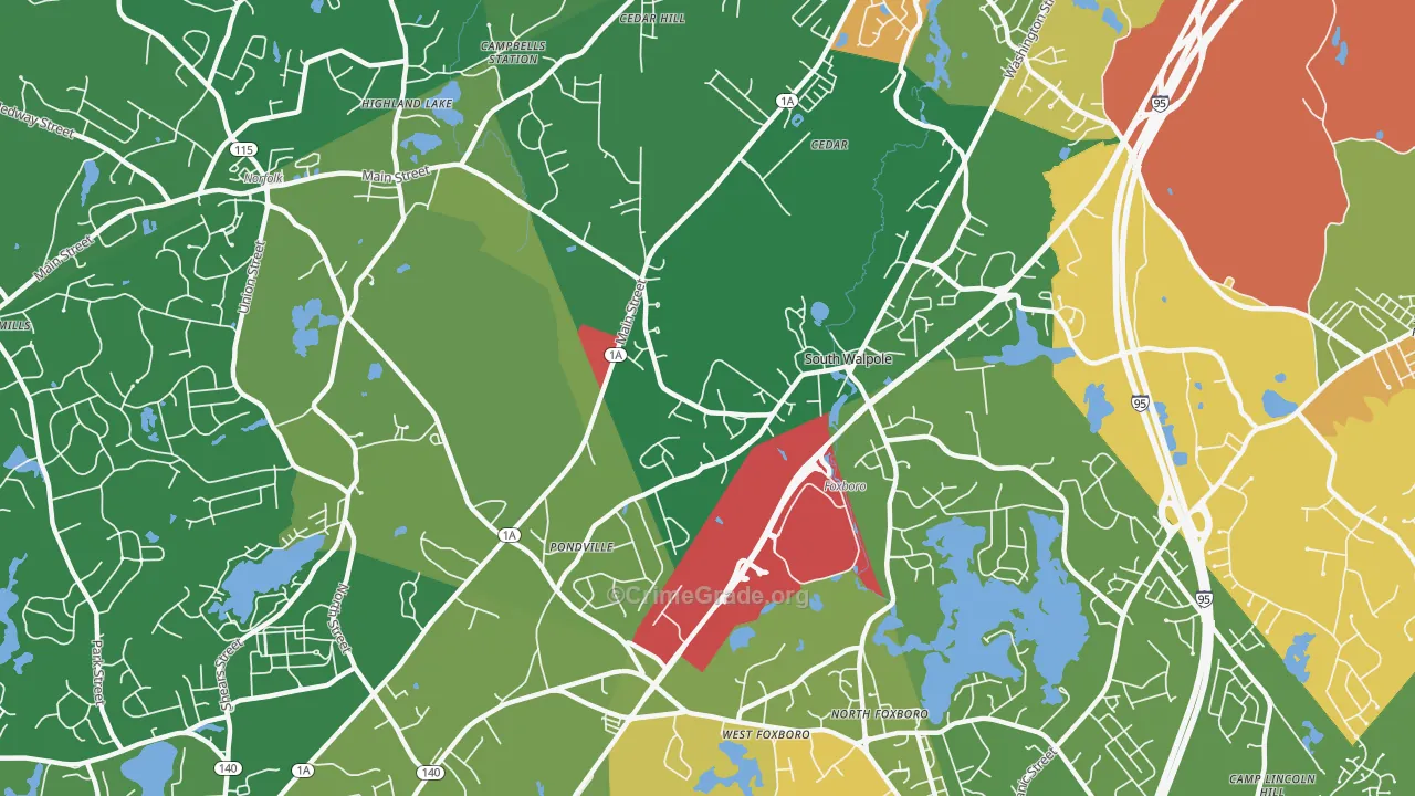 South Walpole, MA Map of Robbery Rates