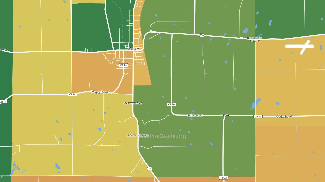 South Warsaw, NY Map of Robbery Rates