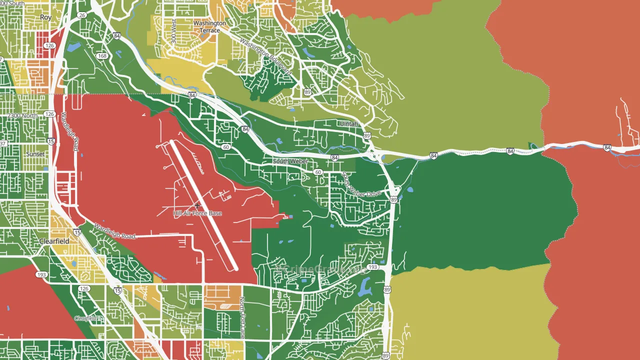 South Weber, UT Map of Robbery Rates