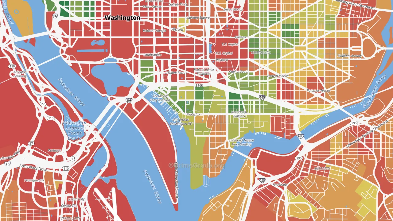 South West, Washington, DC Map of Robbery Rates