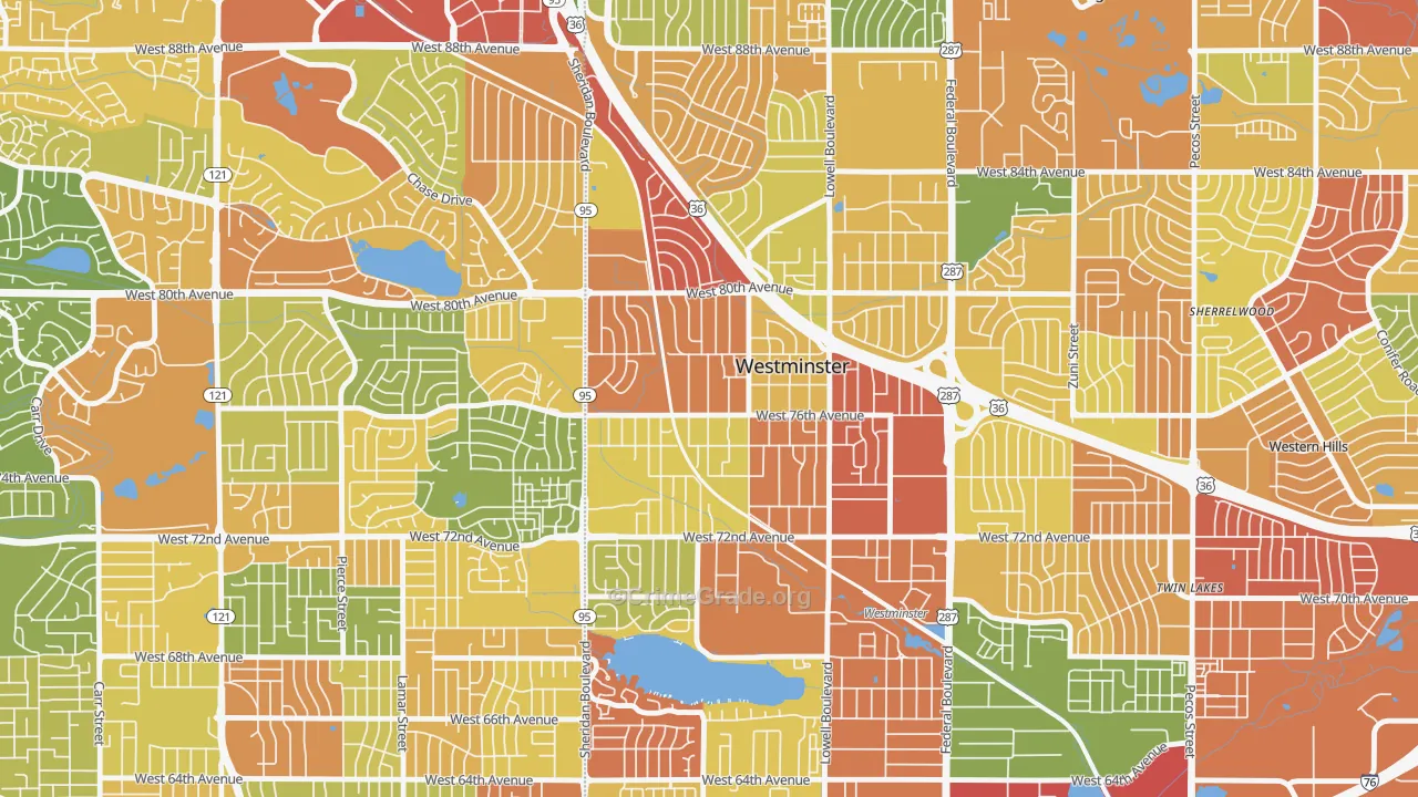 South Westminster, Westminster, CO Map of Robbery Rates