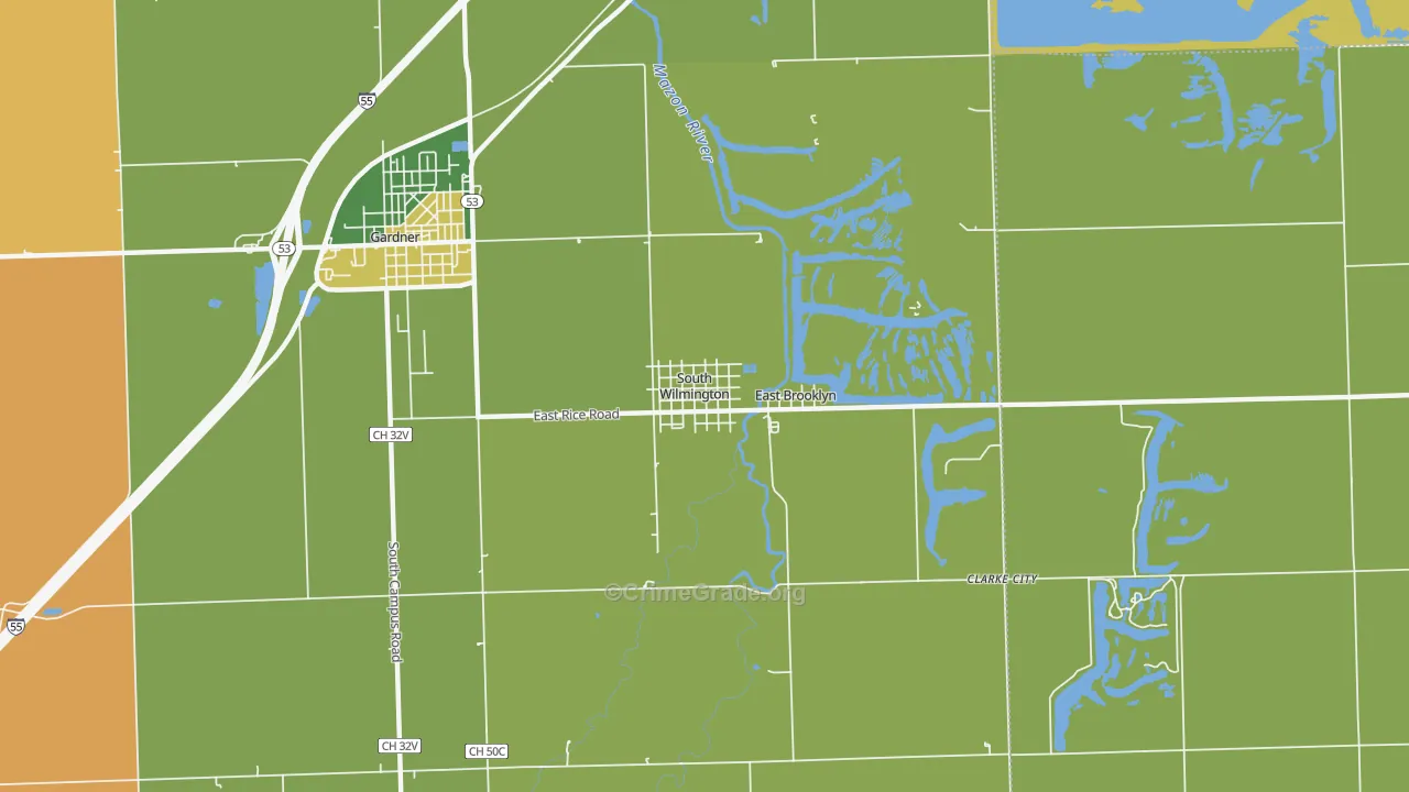 South Wilmington, IL Map of Robbery Rates