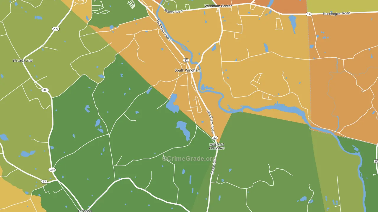 South Windham, CT Map of Robbery Rates