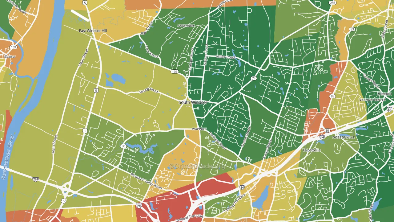 South Windsor, CT Map of Robbery Rates