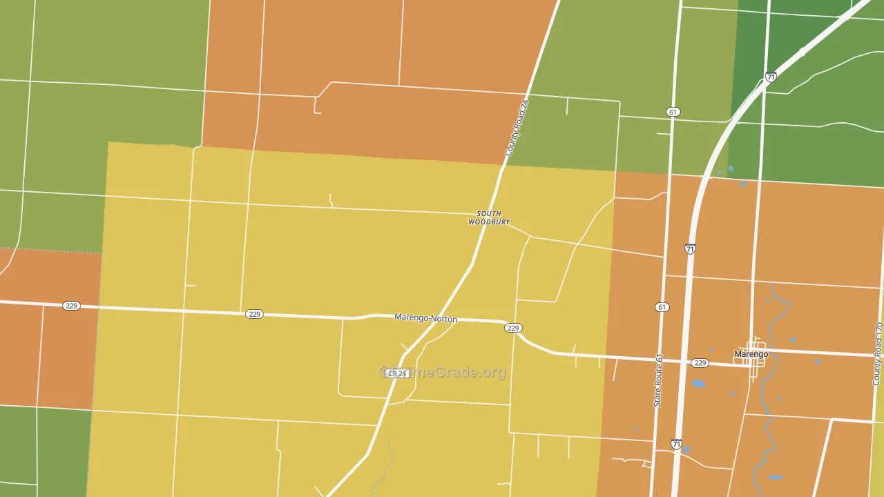South Woodbury, OH Map of Robbery Rates