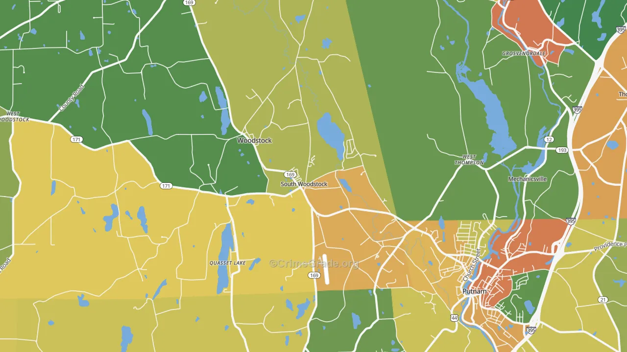South Woodstock, CT Map of Robbery Rates