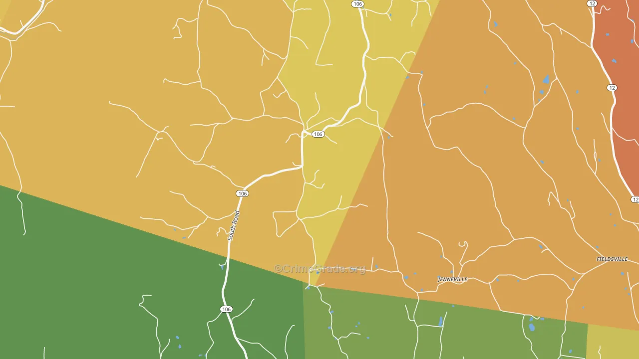 South Woodstock, VT Map of Robbery Rates