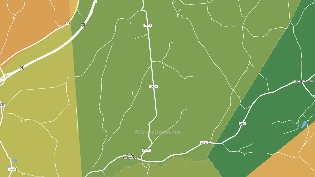 South Worcester, NY Map of Robbery Rates